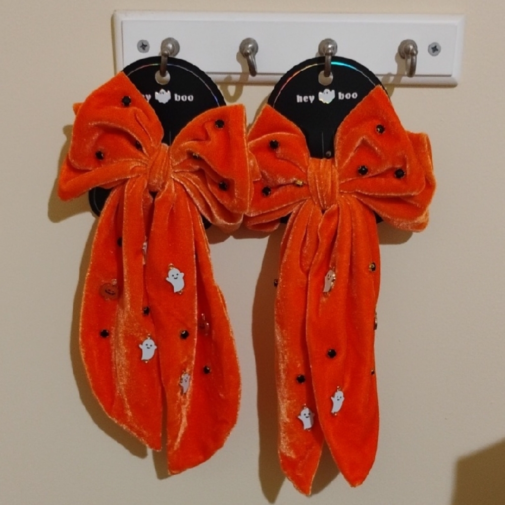 Orange Halloween Hair Bows Set Of 2